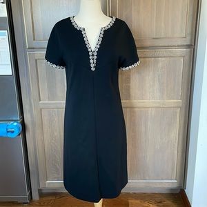 Capriel -1960’s Vintage 100% Wool Black Knit Dress W Rhinestone Trim